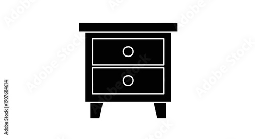 Minimal Black Nightstand Drawer Icon