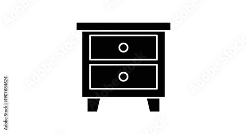 Minimal Black Nightstand Drawer Icon