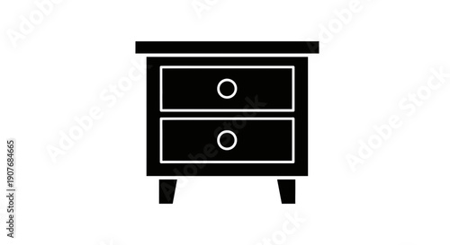 Minimal Black Nightstand Drawer Icon