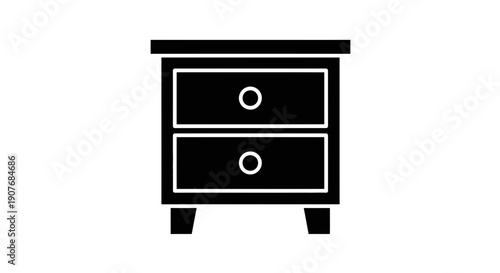 Minimal Black Nightstand Drawer Icon