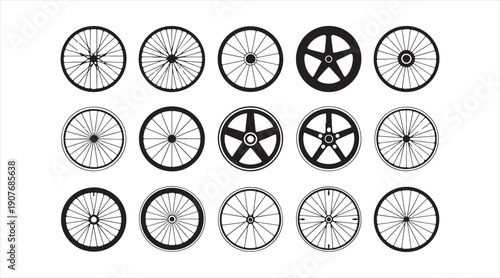 Editable wheel and tire icon pack for transport, mobility, and vehicle interface graphics