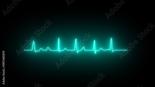 Tableau sur toile Glowing neon heart pulse graphic illustration
