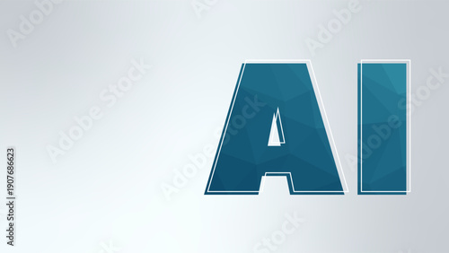 Artificial intelligence symbol. AI neural network digital brain machine deep learning processing big data analysis technology. Vector illustration for science, business, robot, future