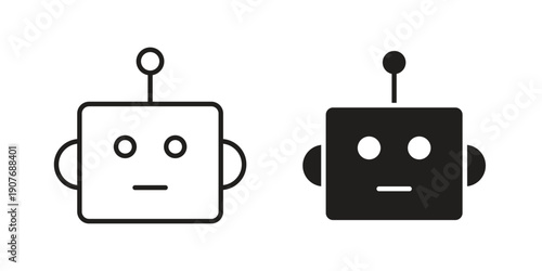 Robot icons collection. Line vector sign, symbol for web and mobile