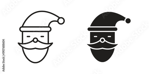 Santa Claus icons collection. Line vector sign, symbol for web and mobile