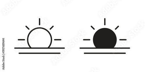 Sunrise icons collection. Line vector sign, symbol for web and mobile