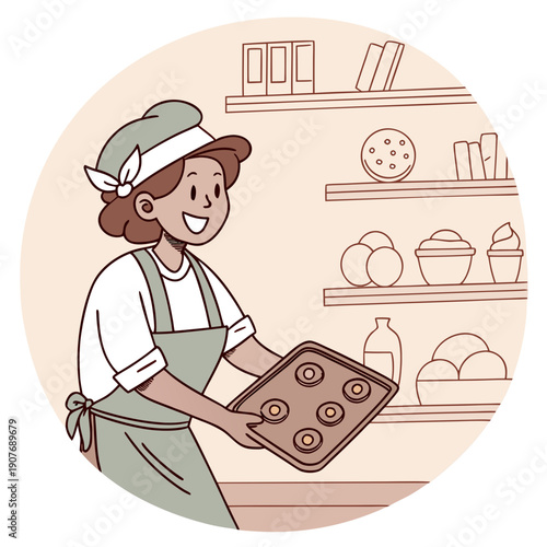 Whimsical baker proudly serves misshapen cookies, celebrating uniqueness and the fun of homemade baking.