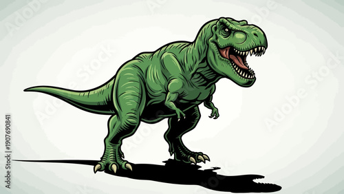 Green Tyrannosaurus Rex Dinosaur Illustration Roaring.