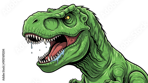 Tyrannosaurus Rex Dinosaur Roaring Illustration.
