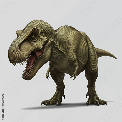 Tyrannosaurus Rex Dinosaur Roaring with Open Mouth and Sharp Teeth.