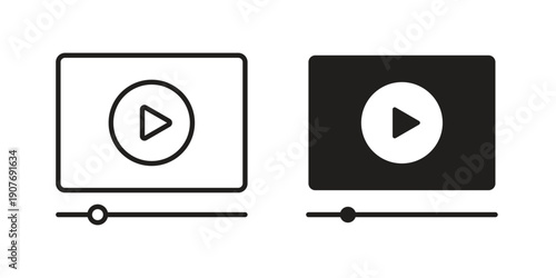 Video tutorial icons collection. Line vector sign, symbol for web and mobile