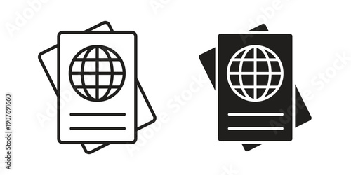 Visa icons collection. Line vector sign, symbol for web and mobile