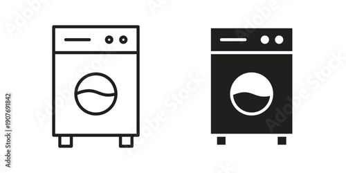 Washing machine icons collection. Line vector sign, symbol for web and mobile