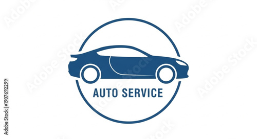 Blue Car Auto Service Emblem.