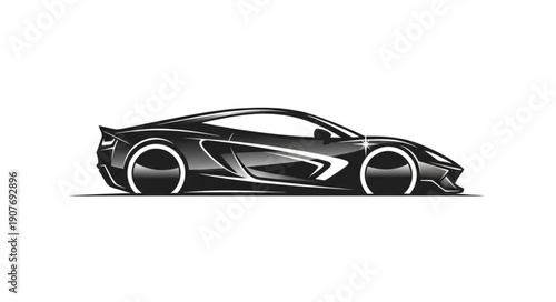 Black Sports Car Side View Illustration.