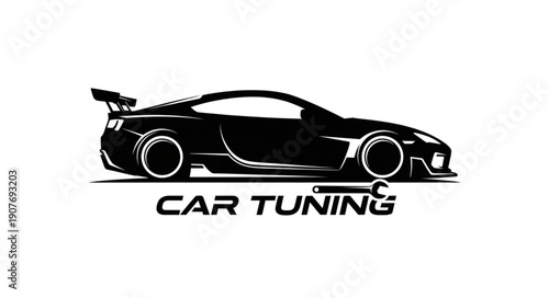 Black Sports Car Tuning Illustration.