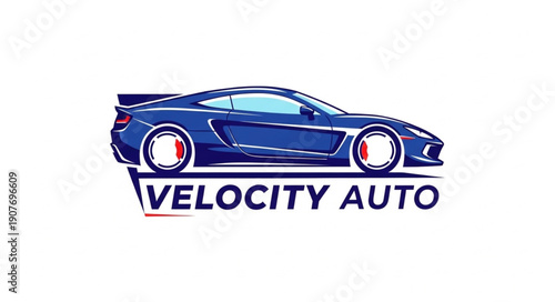 Blue Sports Car Logo Velocity Auto.