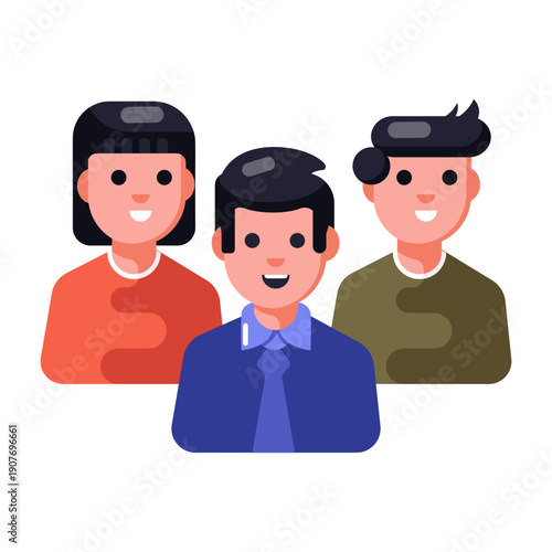 Flat style icon depicting a collaborative team