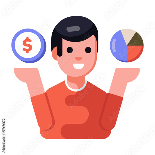A flat style icon representing investor engagement