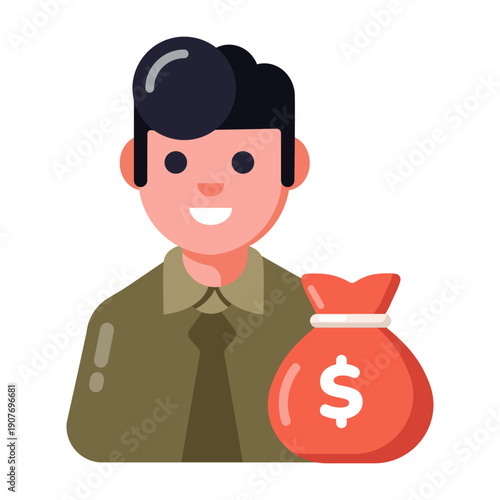 Icon depicting businessman designed in flat style