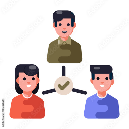 Flat icon depicting effective team work process