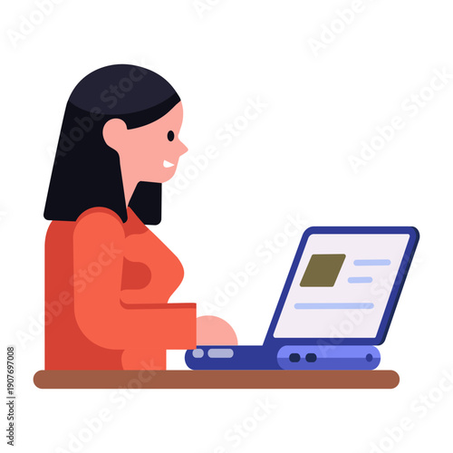 A flat style icon showing work from home