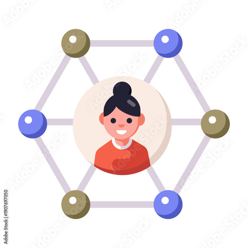 A flat style icon showing personal network connections