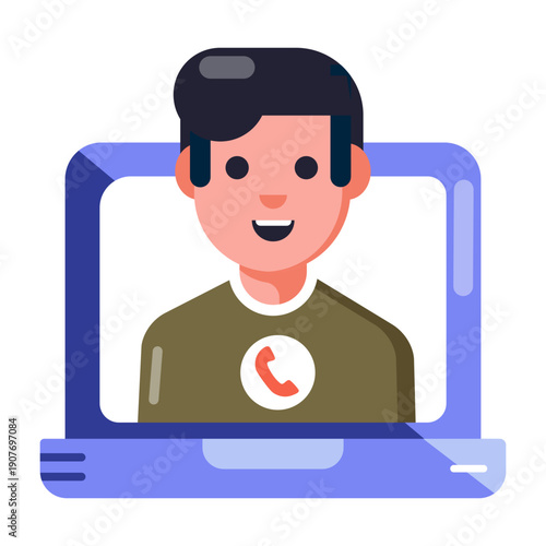 A flat style icon showing online communication channels