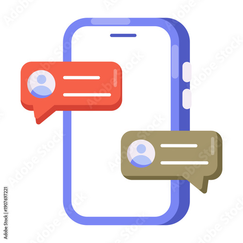 A flat style icon showing chatting message bubbles