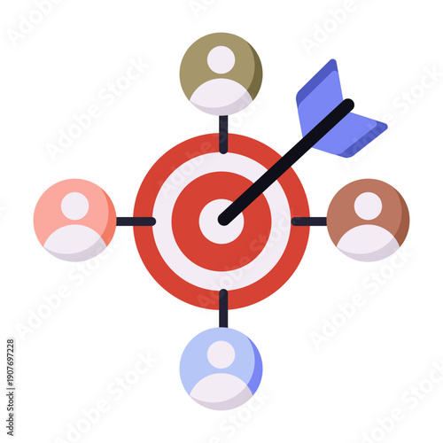 A flat style icon showing target audience focus