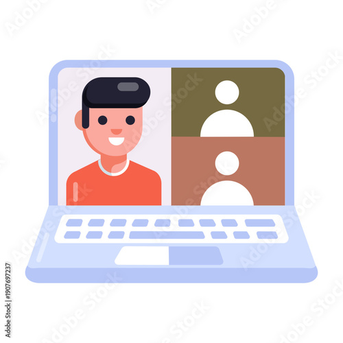 A flat style icon showing zoom meeting interface