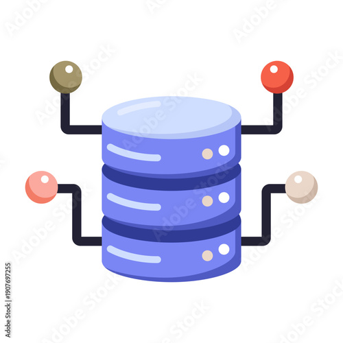 A flat style icon showing database storage system
