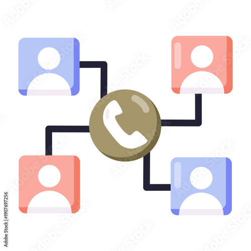 A flat style icon showing call meeting schedule