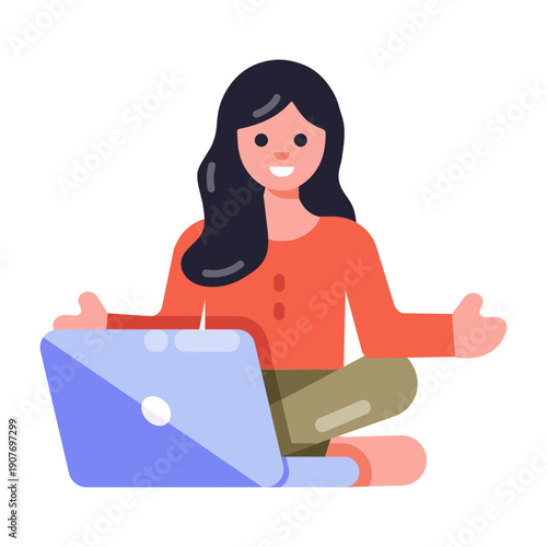 A flat style icon showing freelancing work concept