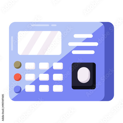 A flat style icon showing attendance machine tracking
