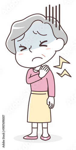 ひどい肩こりに苦しむシニア女性
