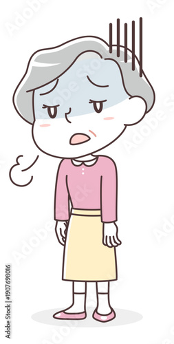 ひどい倦怠感・疲労感のあるシニア女性（慢性疲労・体調不良・やる気のなさ）