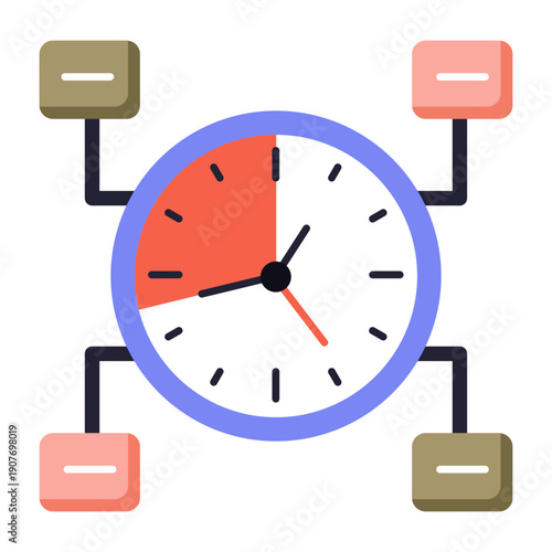 A flat style icon showing time management