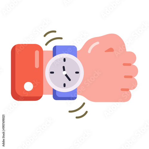 A flat style icon showing smartwatch time display