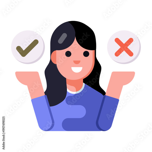 A flat style icon showing decision making process