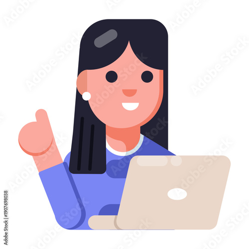 A flat style icon showing working employee