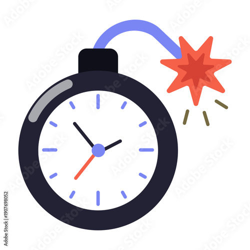 A flat style icon showing deadline time pressure