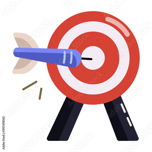 A flat style icon showing target achieve