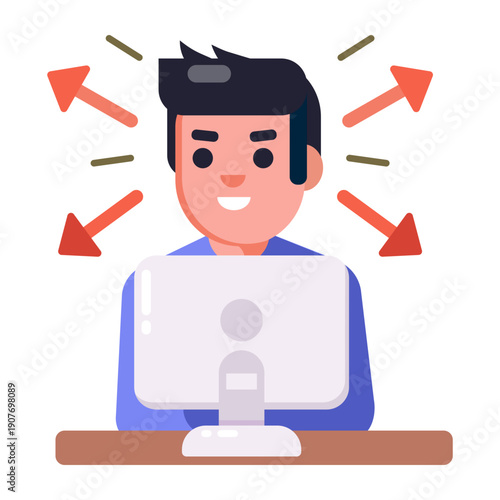 A flat style icon showing work focus concentration