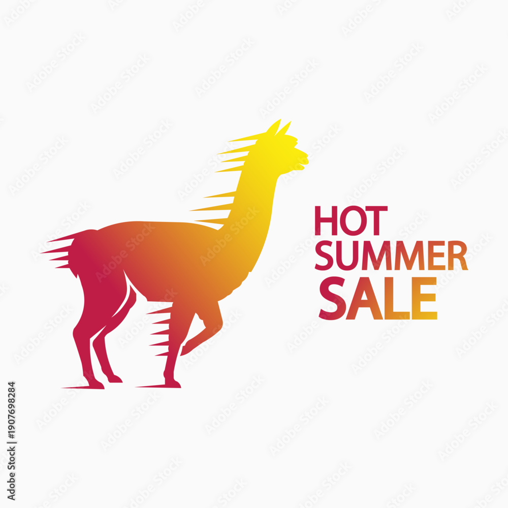Obraz premium Dynamic llama silhouette with vibrant gradient for hot summer sale promotions