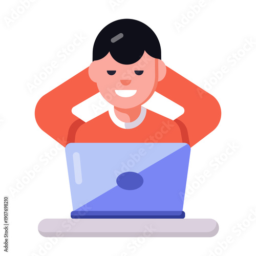A flat style icon depicting relax working