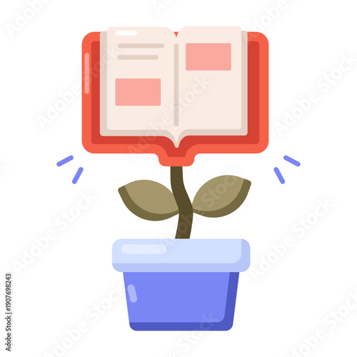 A flat style icon representing growing knowledge