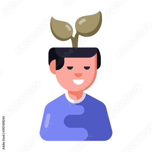 A flat style icon representing growth mindset