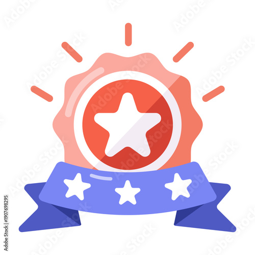 A flat style icon depicting a success badge