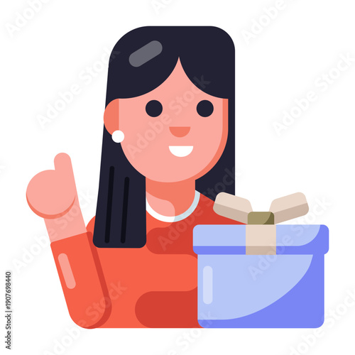 A flat style icon depicting employe reward